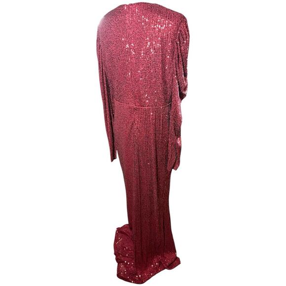 IEENA for Mac Duggal Wine Sequin Gown Style 26692 Size 12 NWT - Picture 5 of 8